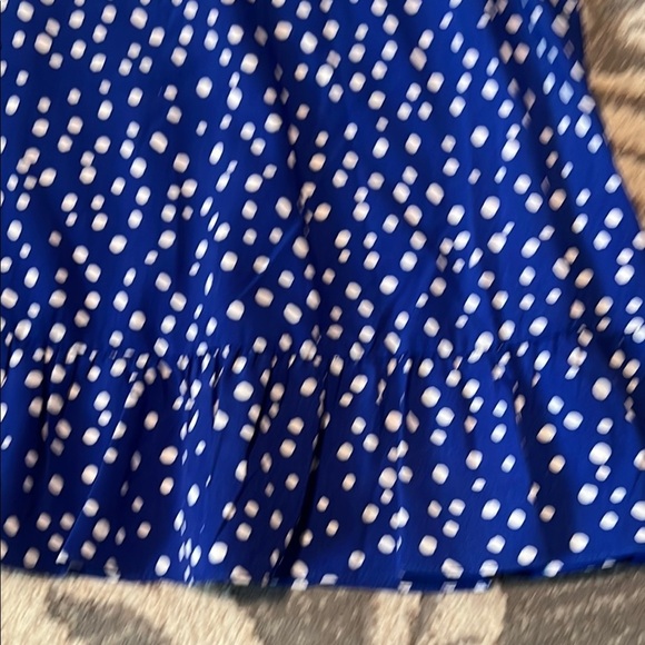 MELLODAY Blue and White Polka Dot Dress zips in back like new - Picture 2 of 5